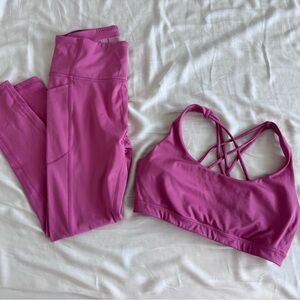 Victoria Secret Pink Workout Set . Sports Bra & Leggings . Pink . Fushia